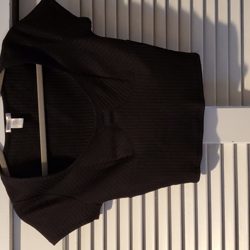 NWOT Bozzolo Short Sleeve Black Crop Top
